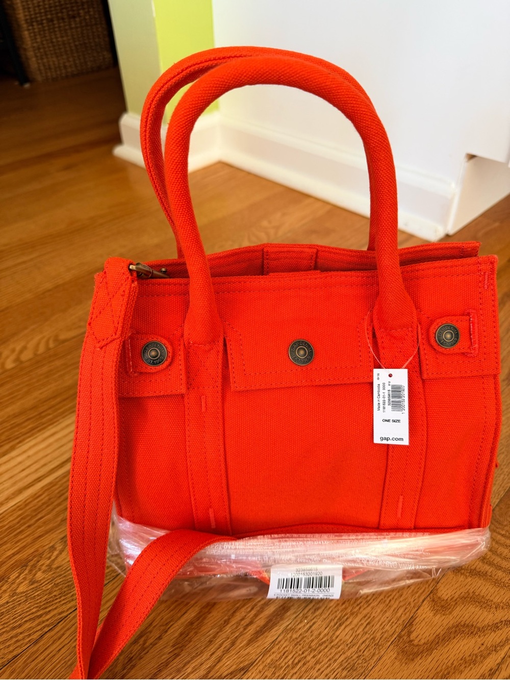GAP Small Canvas 5 Pocket Tote Bag in Persimmon Orange NWT
